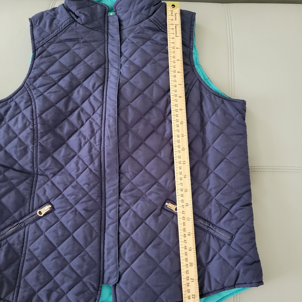Tracy‎ Negoshian Amelia Vest Reversible Quilted Navy / Turquoise Womens Medium - Picture 6 of 10